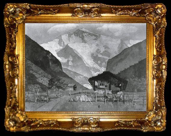 framed  Max Buri Das Lauterbrunnental mit Jungfrau, ta009-2